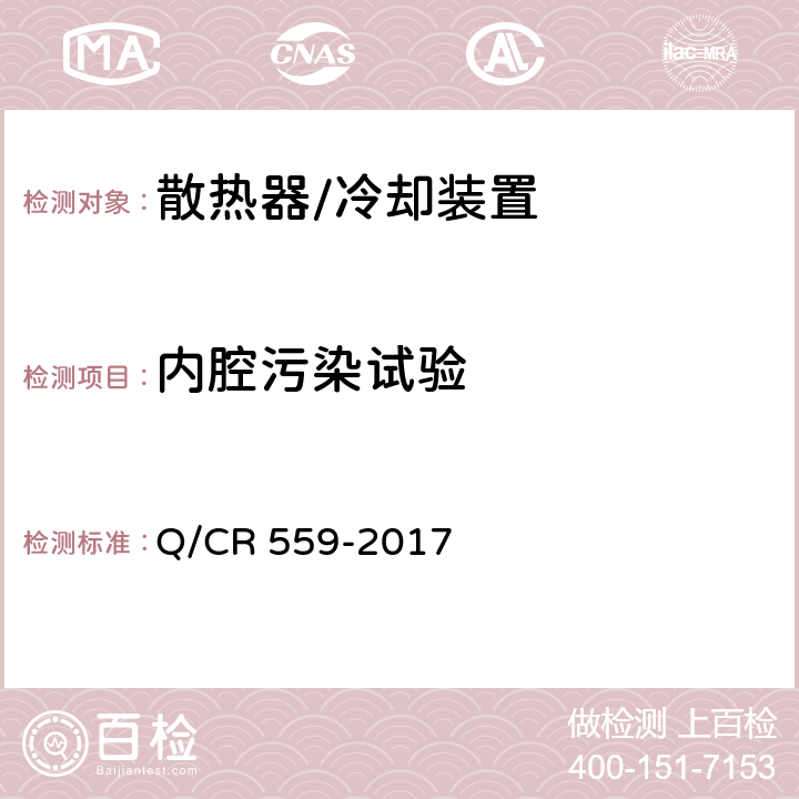 内腔污染试验 电动车组牵引变流器用冷却装置 Q/CR 559-2017 6.1