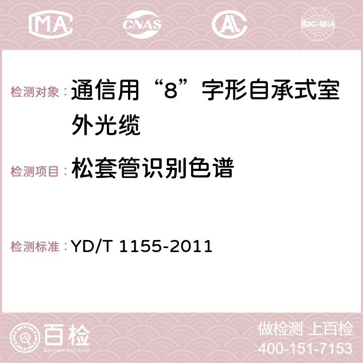 松套管识别色谱 通信用“8”字形自承式室外光缆 YD/T 1155-2011 5.1