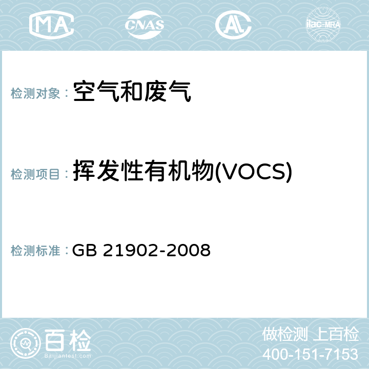 挥发性有机物(VOCS) GB 21902-2008 合成革与人造革工业污染物排放标准