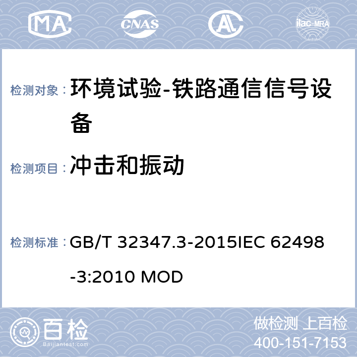 冲击和振动 轨道交通 设备环境条件 第3部分：信号和通信设备 GB/T 32347.3-2015
IEC 62498-3:2010 MOD 4.12