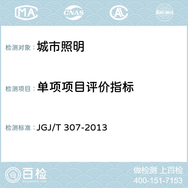 单项项目评价指标 JGJ/T 307-2013 城市照明节能评价标准(附条文说明)