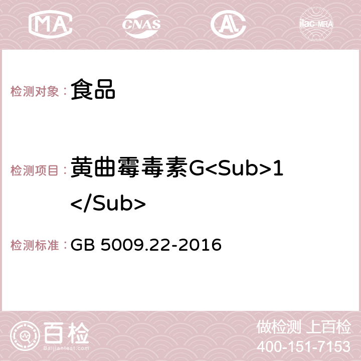 黄曲霉毒素G<Sub>1</Sub> 食品安全国家标准 食品中黄曲霉毒素B族和G族的测定 GB 5009.22-2016