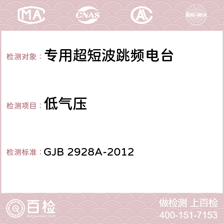 低气压 战术超短波跳频电台通用规范 GJB 2928A-2012 4.7.11.2