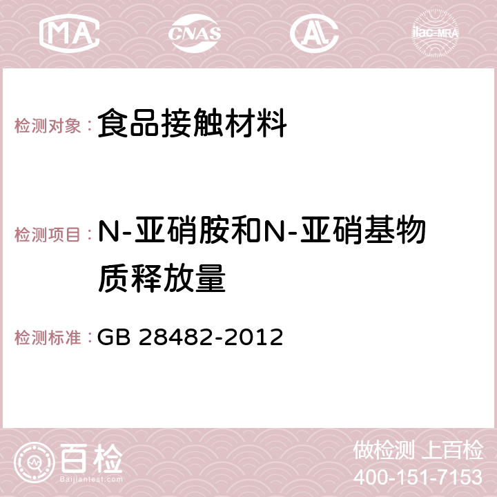 N-亚硝胺和N-亚硝基物质释放量 婴幼儿安抚奶嘴安全要求 GB 28482-2012