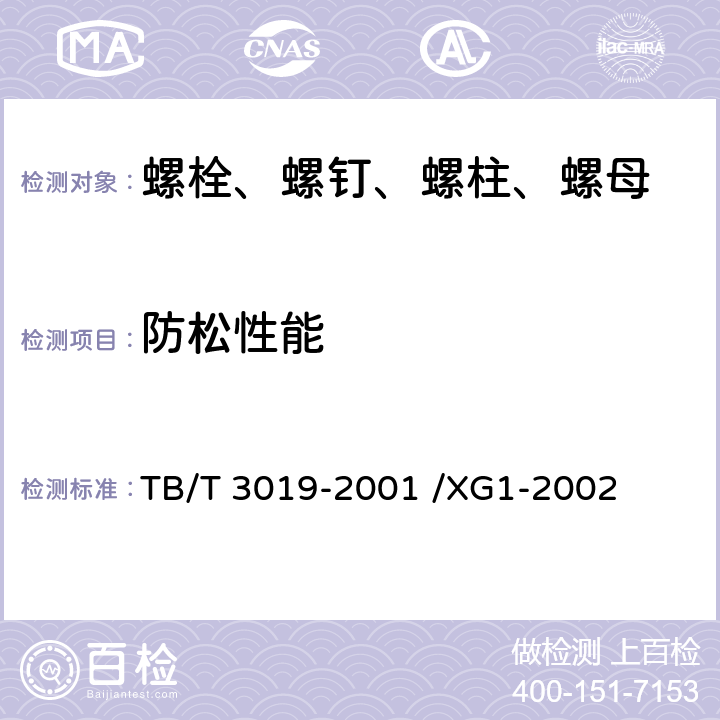 防松性能 变牙型防松螺母变牙型防松螺母（1号修改单） 
TB/T 3019-2001 /XG1-2002 6