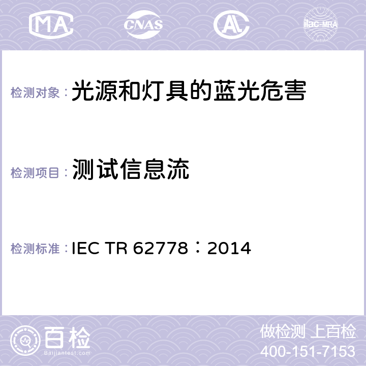 测试信息流 IEC/TR 62778-2014 IEC 62471在光源和灯具的蓝光危害评估中的应用