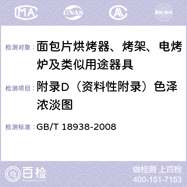 附錄D（資料性附錄）色澤濃淡圖 家用和類似用途的面包片電烘烤器 性能測試方法 GB/T 18938-2008 附錄D