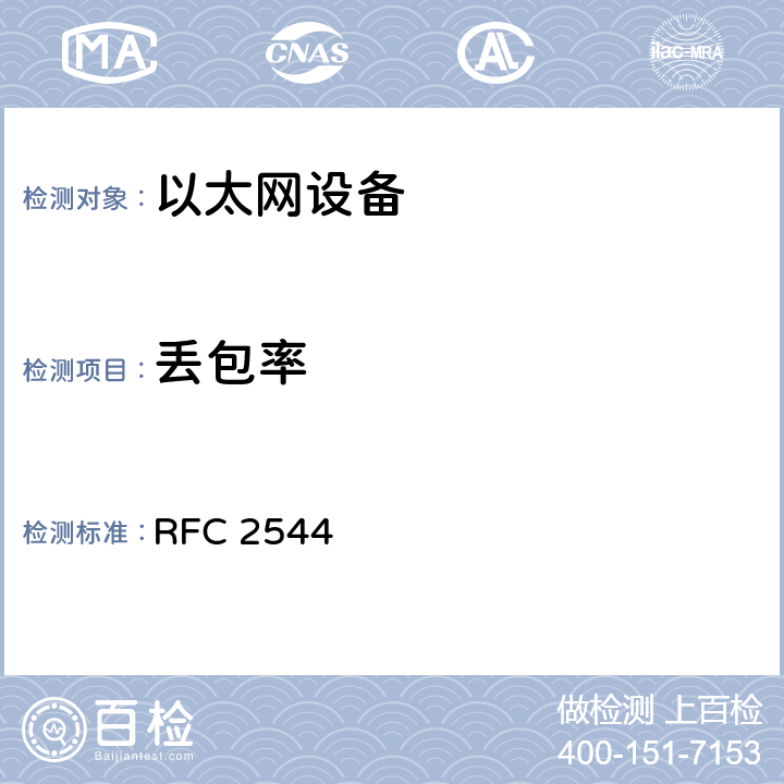 丢包率 《网络互连设备的基准方法》 RFC 2544 26.3