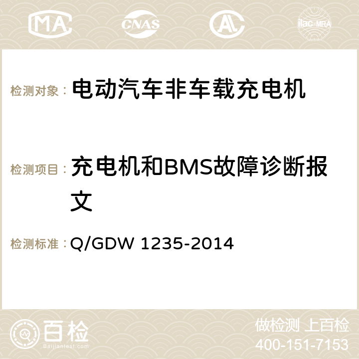 充电机和BMS故障诊断报文 Q/GDW 1235-2014 电动汽车非车载充电机通信协议  附录B