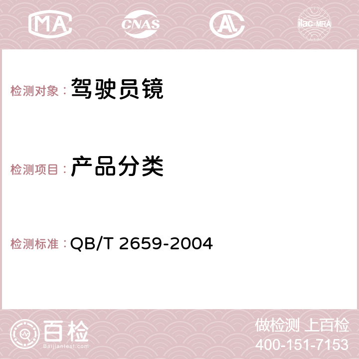 产品分类 驾驶员镜 QB/T 2659-2004 4