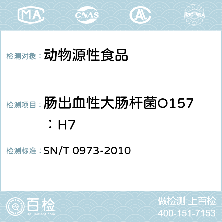 肠出血性大肠杆菌O157：H7 进出口肉、肉制品及其他食品中肠出血性大肠杆菌O157：H7检测方法 SN/T 0973-2010