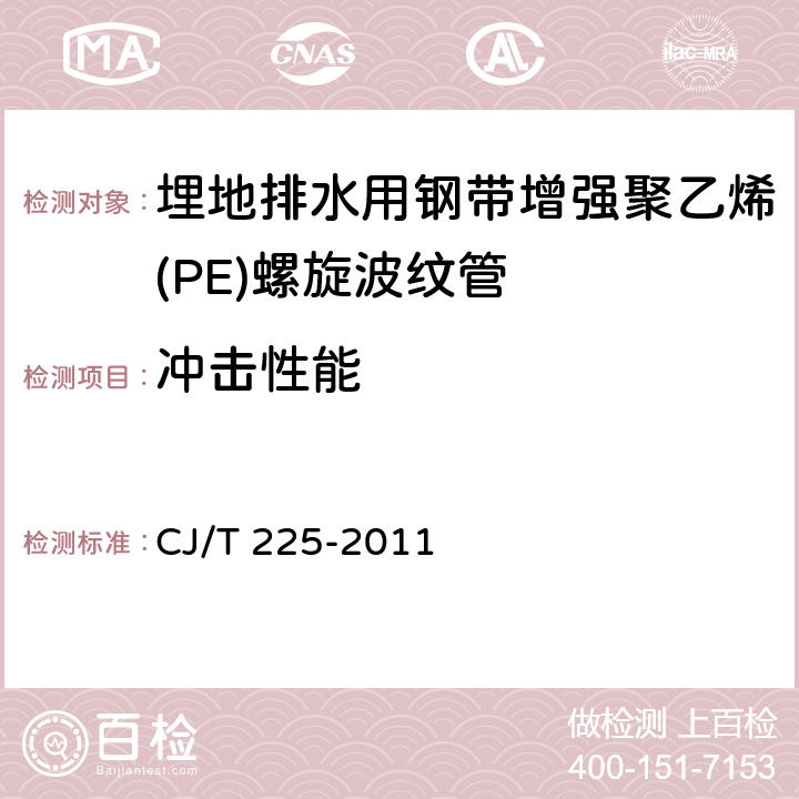 冲击性能 《埋地排水用钢带增强聚乙烯(PE)螺旋波纹管》 CJ/T 225-2011 8.4.2