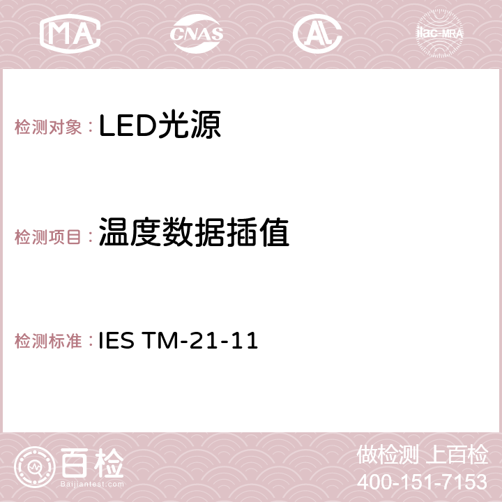 温度数据插值 LED光源长期光通维持率的预测 IES TM-21-11 cl 6