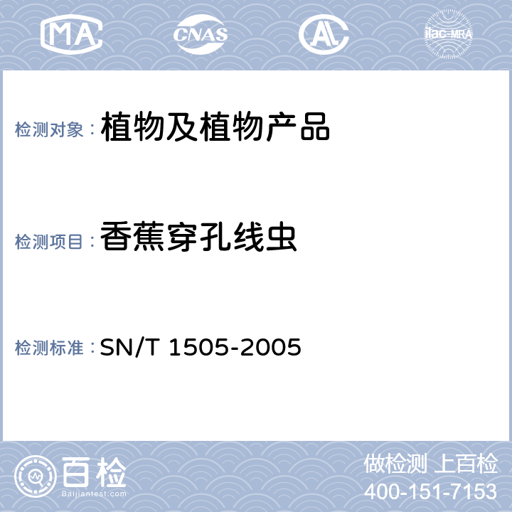 香蕉穿孔线虫 SN/T 1505-2005 穿孔属线虫检疫鉴定方法