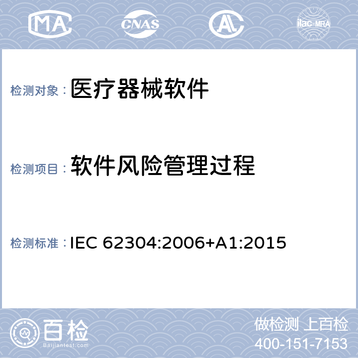 软件风险管理过程 医疗器械软件 软件生存周期过程 IEC 62304:2006+A1:2015 Cl 7