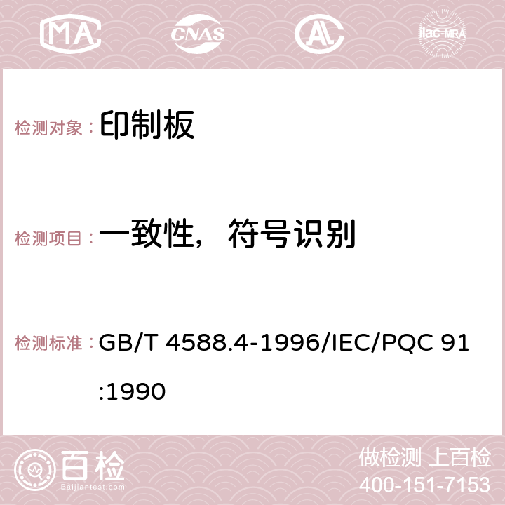 一致性，符号识别 多层印制板分规范 GB/T 4588.4-1996/IEC/PQC 91:1990 5
