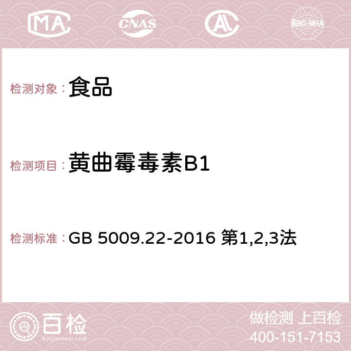 黄曲霉毒素B1 食品安全国家标准 食品中黄曲霉毒素B族和G族的测定 GB 5009.22-2016 第1,2,3法