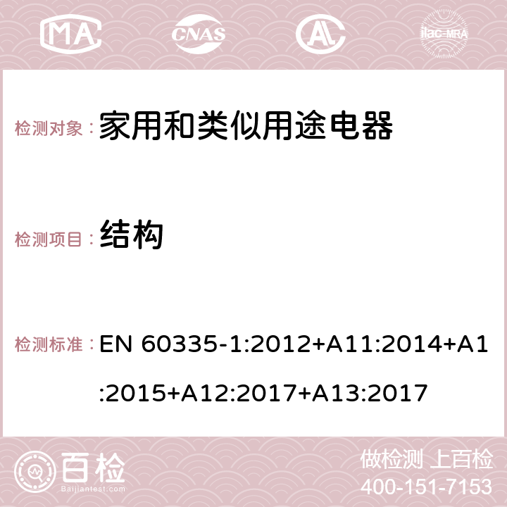 結構 家用和類似用途電器的安全　第1部分：通用要求 EN 60335-1:2012+A11:2014+A1:2015+A12:2017+A13:2017 22