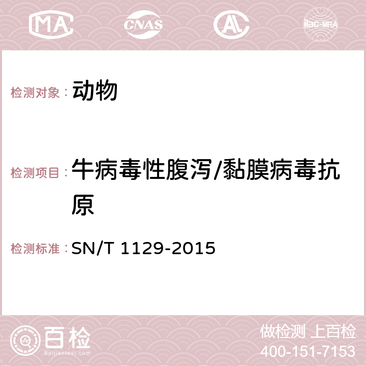 牛病毒性腹泻/黏膜病毒抗原 牛病毒性腹泻/粘膜病检疫技术规范 SN/T 1129-2015 9