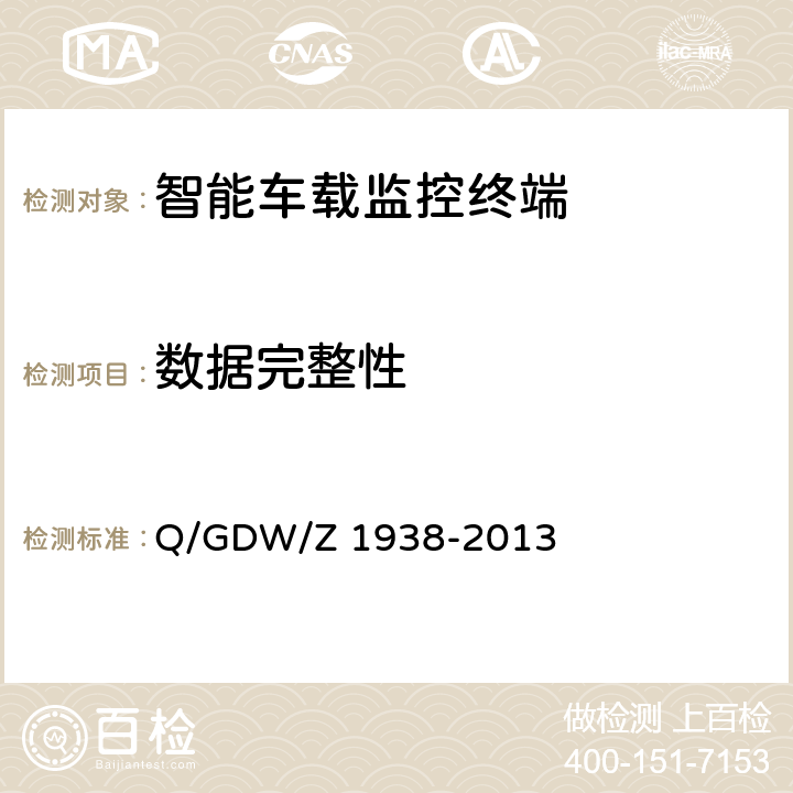 数据完整性 Q/GDW/Z 1938 《嵌入式电力测控终端设备的信息安全测评技术指标框架》 -2013 4.5.1