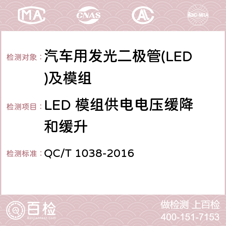 LED 模组供电电压缓降和缓升 QC/T 1038-2016 汽车用发光二极管(LED)及模组