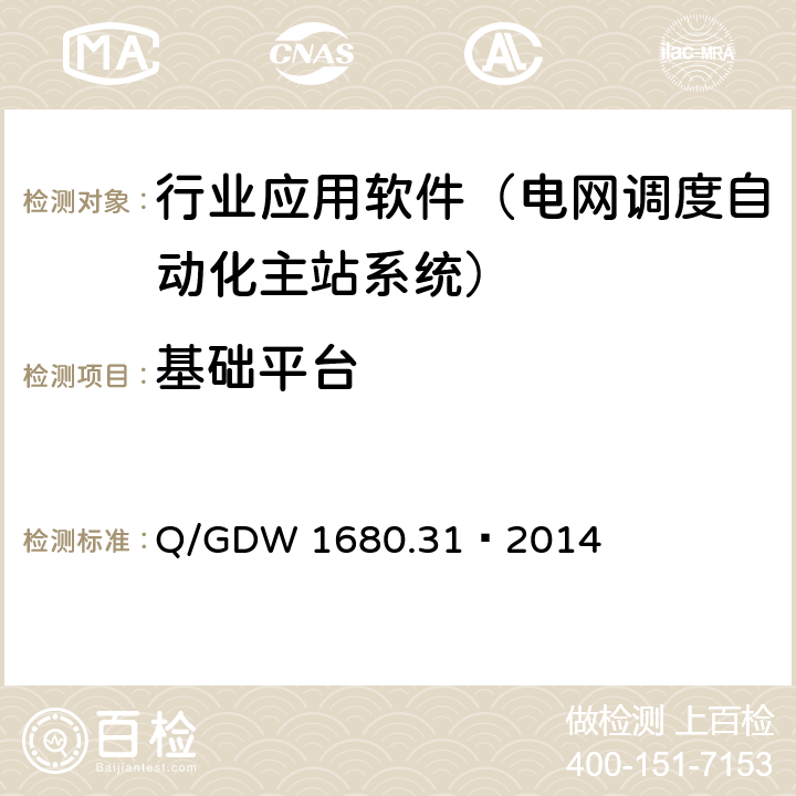 基础平台 智能电网调度控制系统 第3-1部分：基础平台 消息总线和服务总线 Q/GDW 1680.31—2014