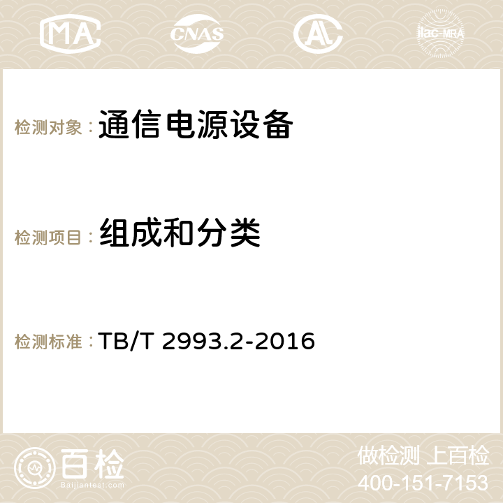 组成和分类 TB/T 2993.2-2016 铁路通信电源 第2部分：通信用高频开关电源系统