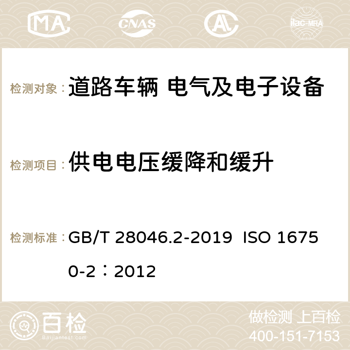 供电电压缓降和缓升 道路车辆 电气及电子设备的环境条件和试验 第2部分：电气负荷 GB/T 28046.2-2019 ISO 16750-2：2012 4.5