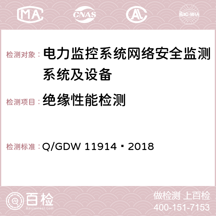 绝缘性能检测 电力监控系统网络安全监测装置技术规范 Q/GDW 11914—2018 6.4