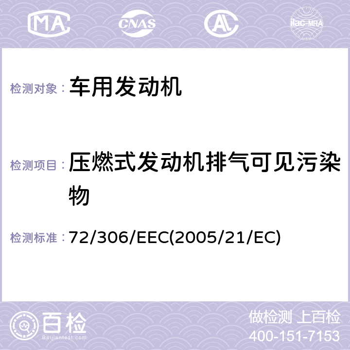 压燃式发动机排气可见污染物 在控制车用柴油机污染物排放的措施方面协调统一各成员国法律的理事会指令 72/306/EEC(2005/21/EC)