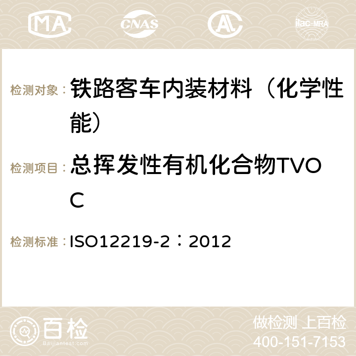 总挥发性有机化合物TVOC 道路车辆内空气-第2部分：汽车内部部件和材料挥发性有机化合物排放的筛选方法-袋子法 ISO12219-2：2012