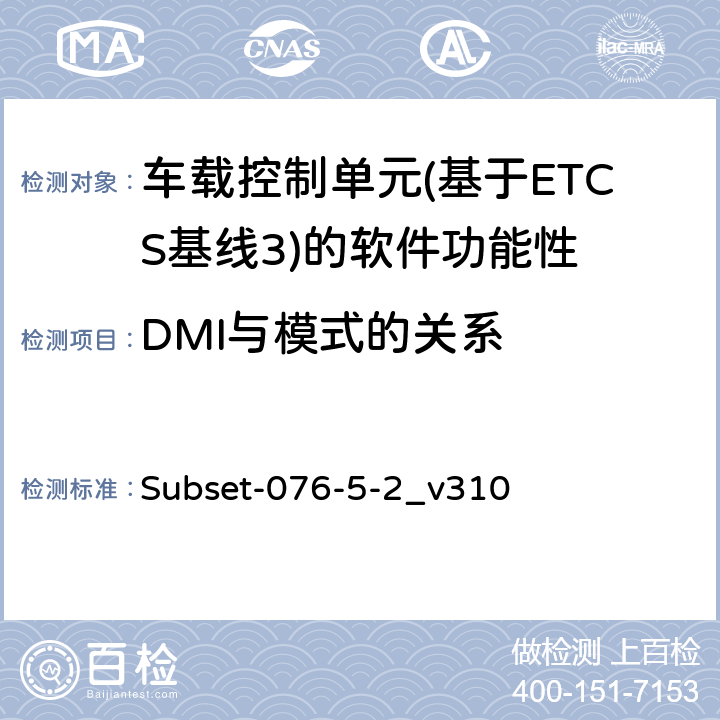 DMI与模式的关系 测试案例（v310） Subset-076-5-2_v310 4070200、4070201