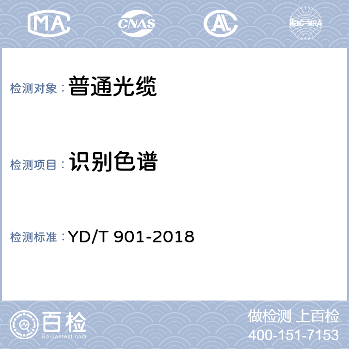 识别色谱 通信用层绞填充式室外光缆 YD/T 901-2018 4.1.2