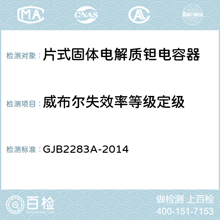 威布尔失效率等级定级 GJB 2283A-2014 片式固体电解质钽电容器通用规范 GJB2283A-2014 4.5.19.3