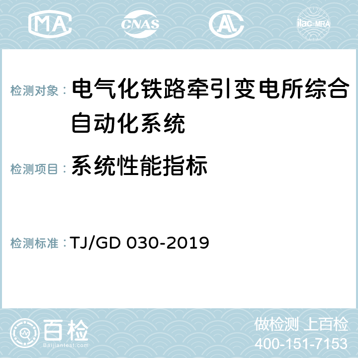 系统性能指标 TJ/GD 030-2019 电气化铁路牵引变电所综合自动化系统暂行技术条件  5.4.1