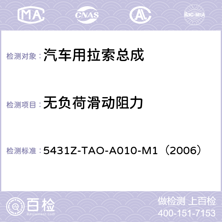 无负荷滑动阻力 手动换档总成试验规范  
5431Z-TAO-A010-M1（2006） 5-1