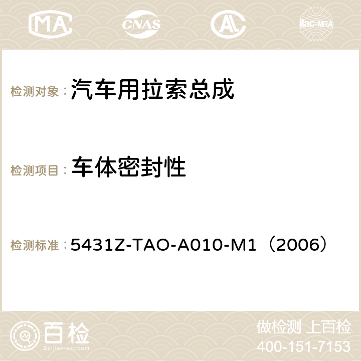 车体密封性 手动换档总成试验规范  
5431Z-TAO-A010-M1（2006） 6-10