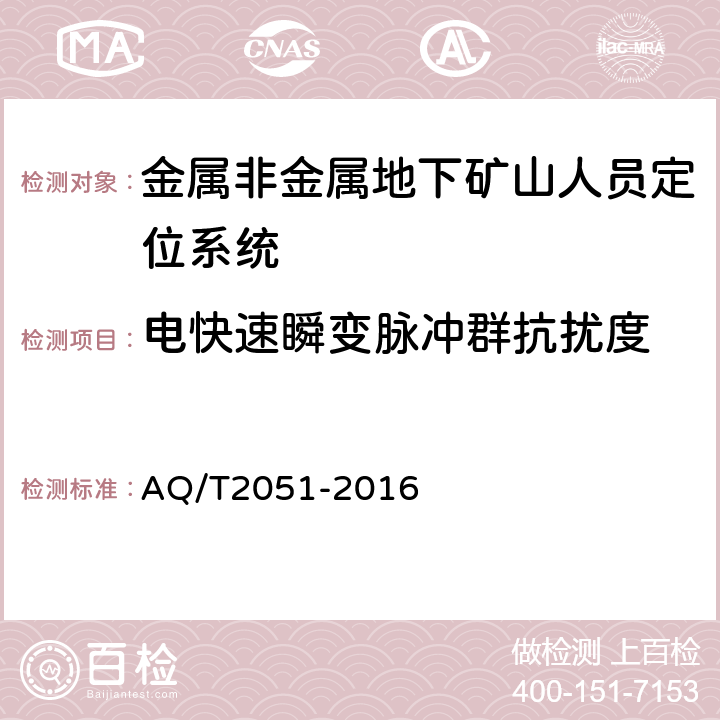 电快速瞬变脉冲群抗扰度 金属非金属地下矿山人员定位系统通用技术要求 AQ/T2051-2016 5.11.3