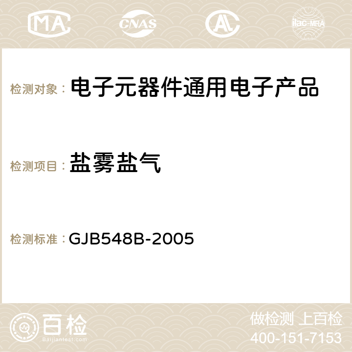 盐雾盐气 微电子器件试验方法和程序 GJB548B-2005 方法1009.2