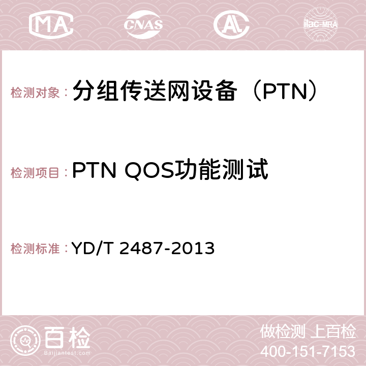 PTN QOS功能测试 YD/T 2487-2013 分组传送网(PTN)设备测试方法