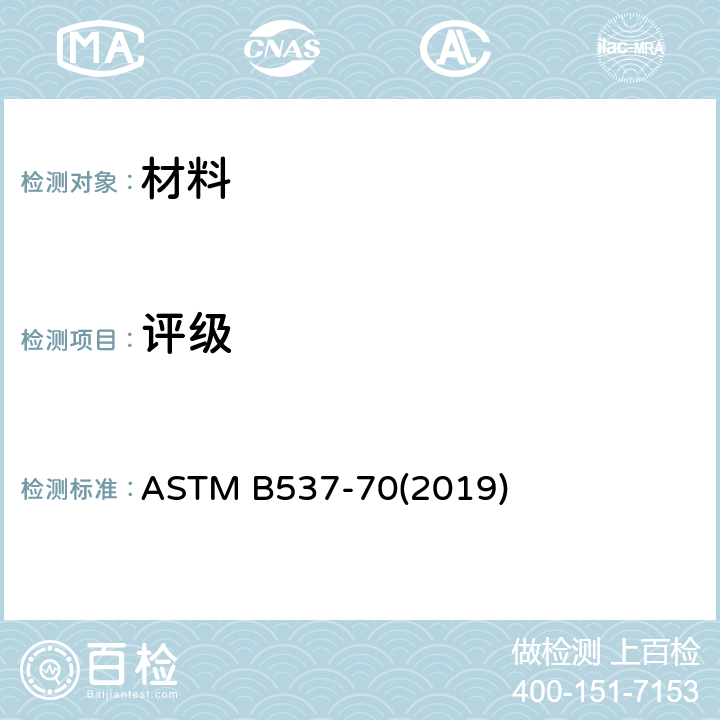评级 大气暴露下电镀面板评定规程 ASTM B537-70(2019)