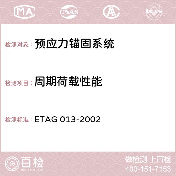 周期荷载性能 《预应力结构所用的预应力装备》 ETAG 013-2002 附录B.1.2