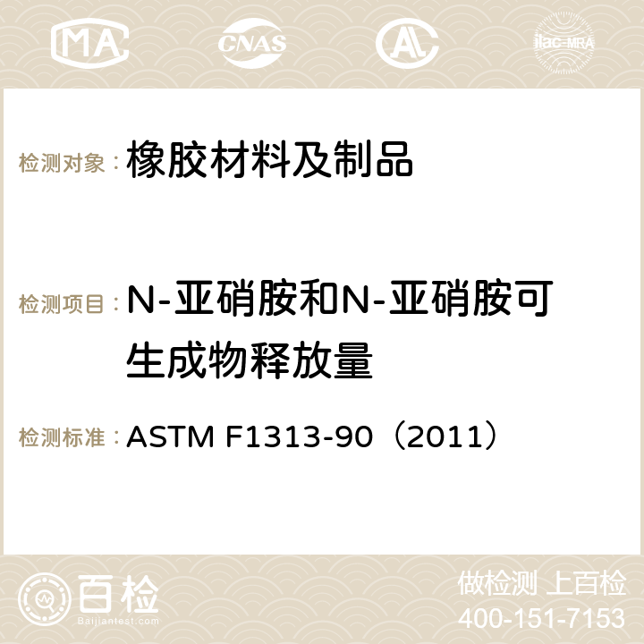 N-亚硝胺和N-亚硝胺可生成物释放量 橡胶奶嘴中挥发性亚硝胺物质含量的标准规范 ASTM F1313-90（2011）