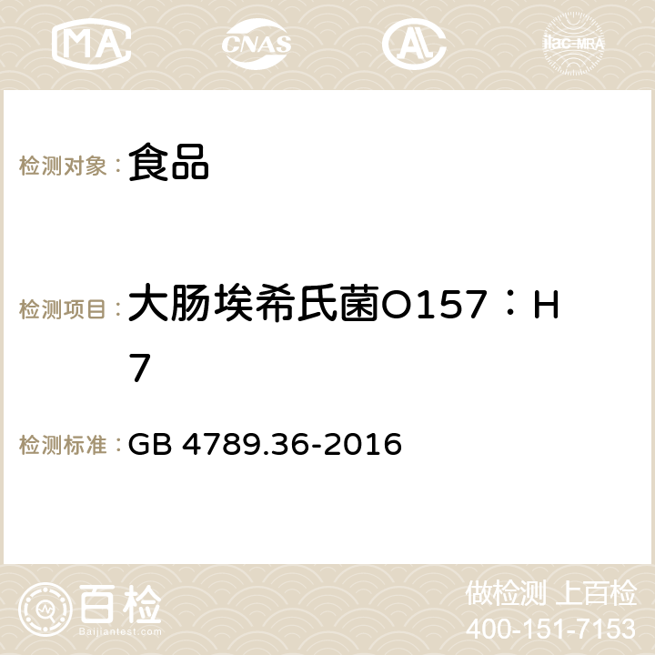 大肠埃希氏菌O157：H7 食品安全国家标准 食品微生物学检验 大肠埃希氏菌O157:H7/NM检验 GB 4789.36-2016