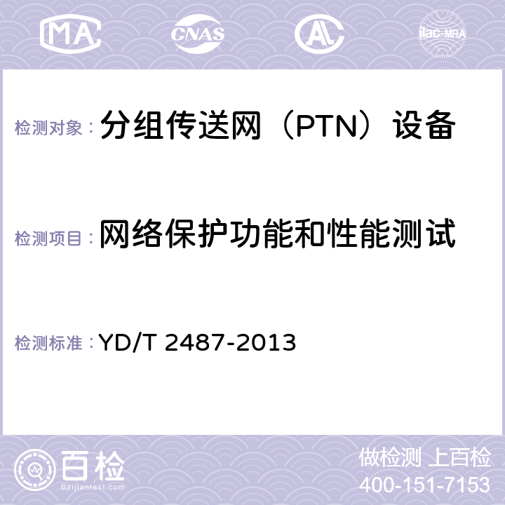 网络保护功能和性能测试 分组传送网(PTN)设备测试方法 YD/T 2487-2013 8
