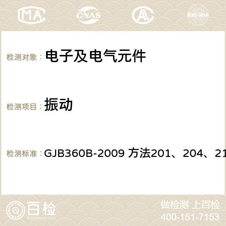 振动 电子及电气元件试验方法 GJB360B-2009 方法201、204、214