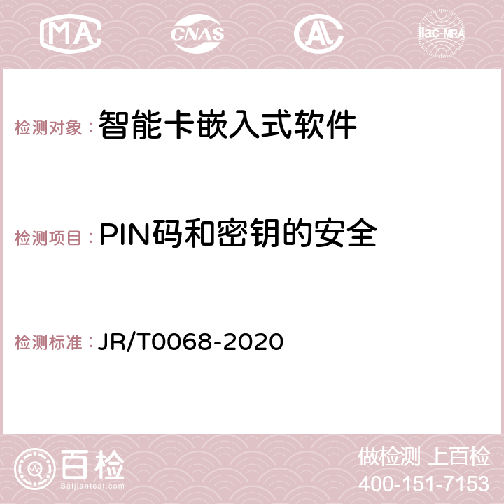 PIN码和密钥的安全 T 0068-2020 《网上银行系统信息安全通用规范》 JR/T0068-2020 6.2.2.1