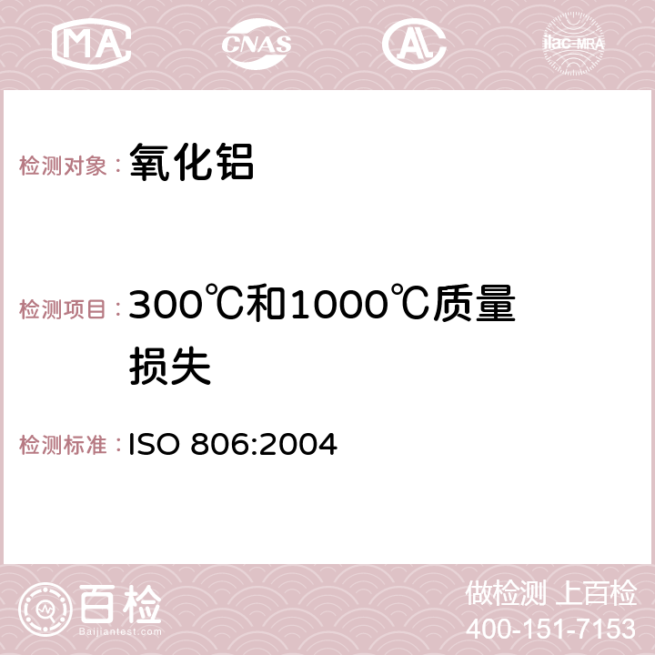 300℃和1000℃质量损失 ISO 806-2004 主要用于铝生产的氧化铝  在300摄氏度和1000℃时质量损失的测定