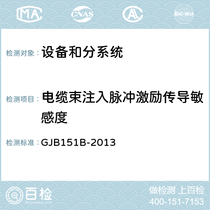 电缆束注入脉冲激励传导敏感度 军用设备和分系统电磁发射和敏感度要求与测量 GJB151B-2013 5.17