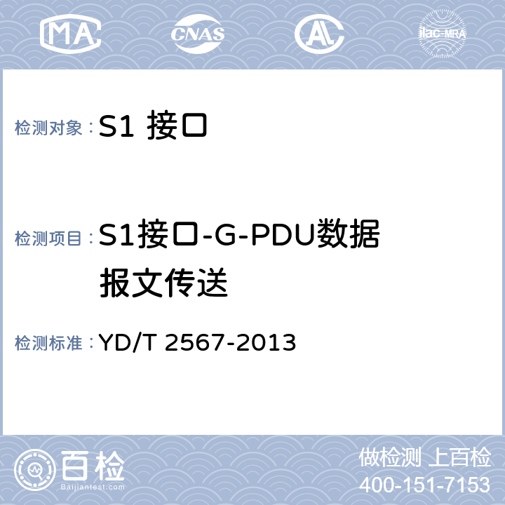 S1接口-G-PDU数据报文传送 LTE数字蜂窝移动通信网 S1接口测试方法(第一阶段) YD/T 2567-2013 7.3